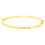 Italian 14k Yellow Gold Hollow Diamond Cut Bangle Bracelet 7" 3mm 4.6 grams