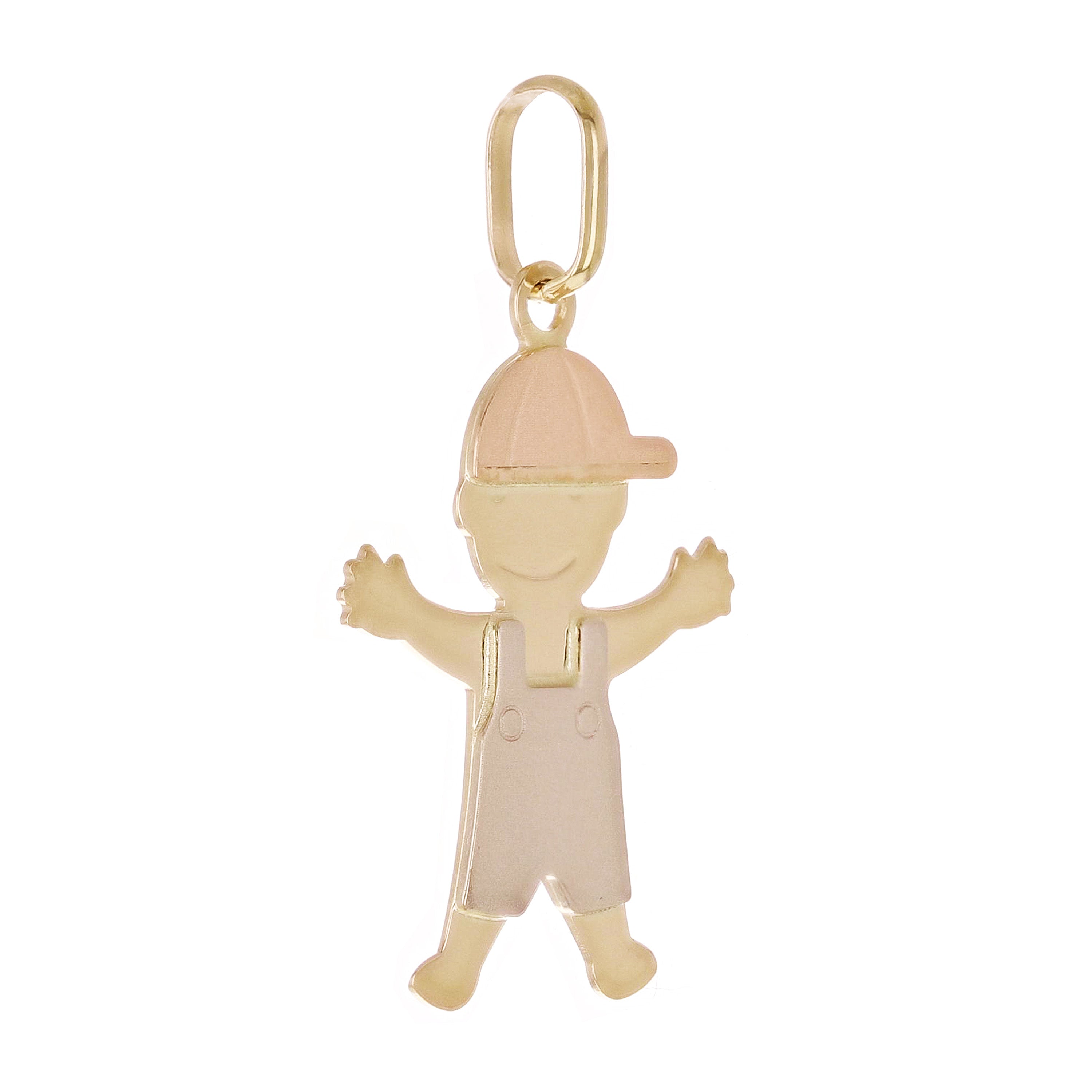 Italian 14k Tri-Color Gold Baby Boy Charm Pendant 1" 1.1 grams