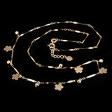 Italian 14k Yellow Gold Diamond Cut Bar Ball Bead & Flower Necklace 16.5" 3.1g