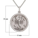 14k White Gold Diamond Zodiac Sign Scorpio Pendant Necklace 18" - Scorpio,White