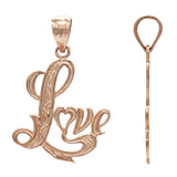 14k Rose Gold Filigree Love Charm Pendant 1" 1.2gram - Rose