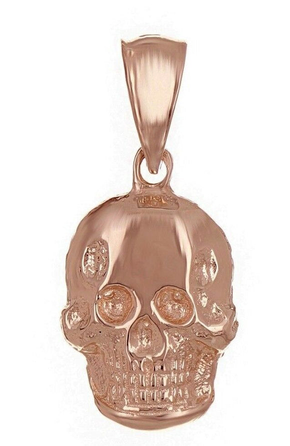 14k Rose Gold Solid Small Skull Charm Pendant 1.4 grams