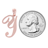 14k Rose Gold Initial Letter Y Alphabet Charm Pendant - Letter Y,Rose
