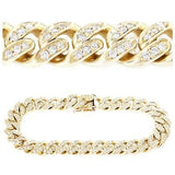 REAL 14K Yellow Gold 3.65ctw Diamond Miami Cuban Link Bracelet 10mm 8.5"