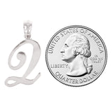 14k White Gold Initial Letter Q Alphabet Charm Pendant - Letter Q,White