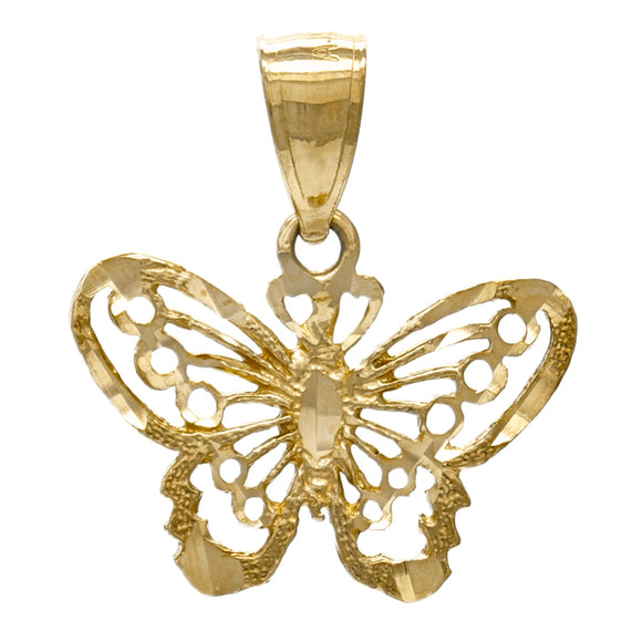 10k Yellow Gold Butterfly Charm Pendant Size Small or Big