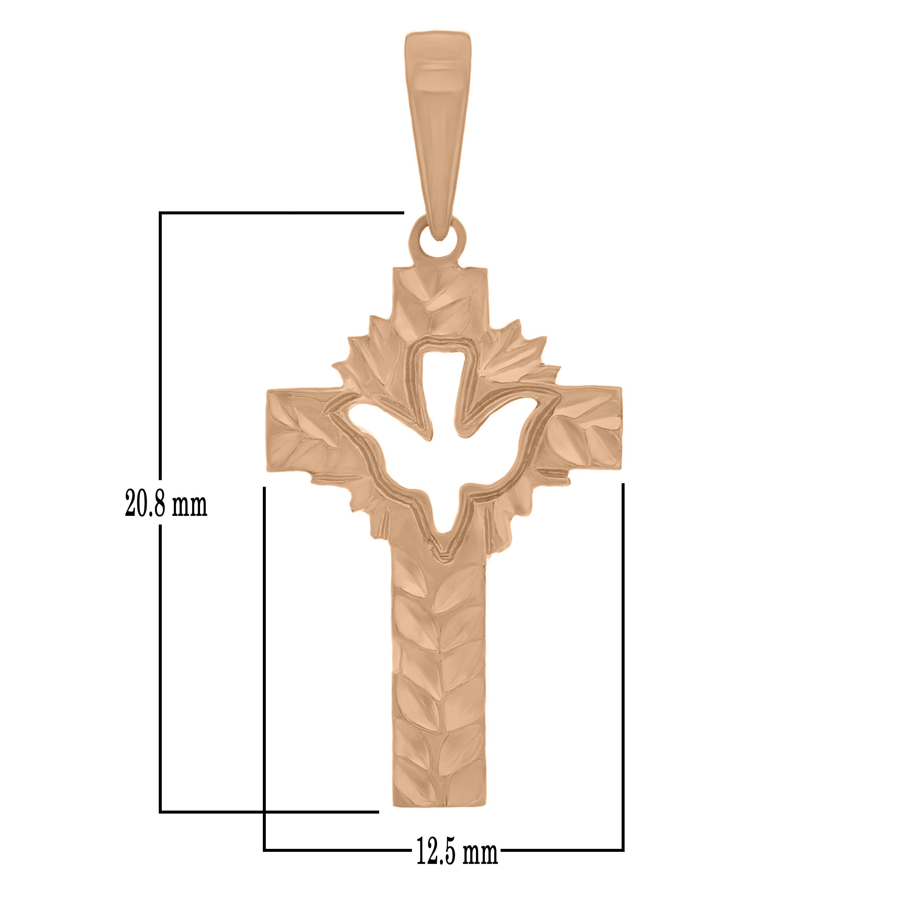 14k Rose Gold Cross Religious Charm Pendant 1.2" 1.7grams - Rose