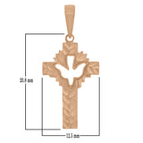 14k Rose Gold Cross Religious Charm Pendant 1.2" 1.7grams - Rose