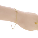 Italian 14k Yellow Gold Heart Link Station Bracelet 7" 7.8mm 1.4 grams - 7"