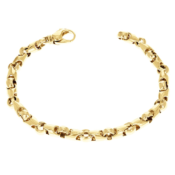 14k Yellow Gold Handmade Solid Link Bracelet 7