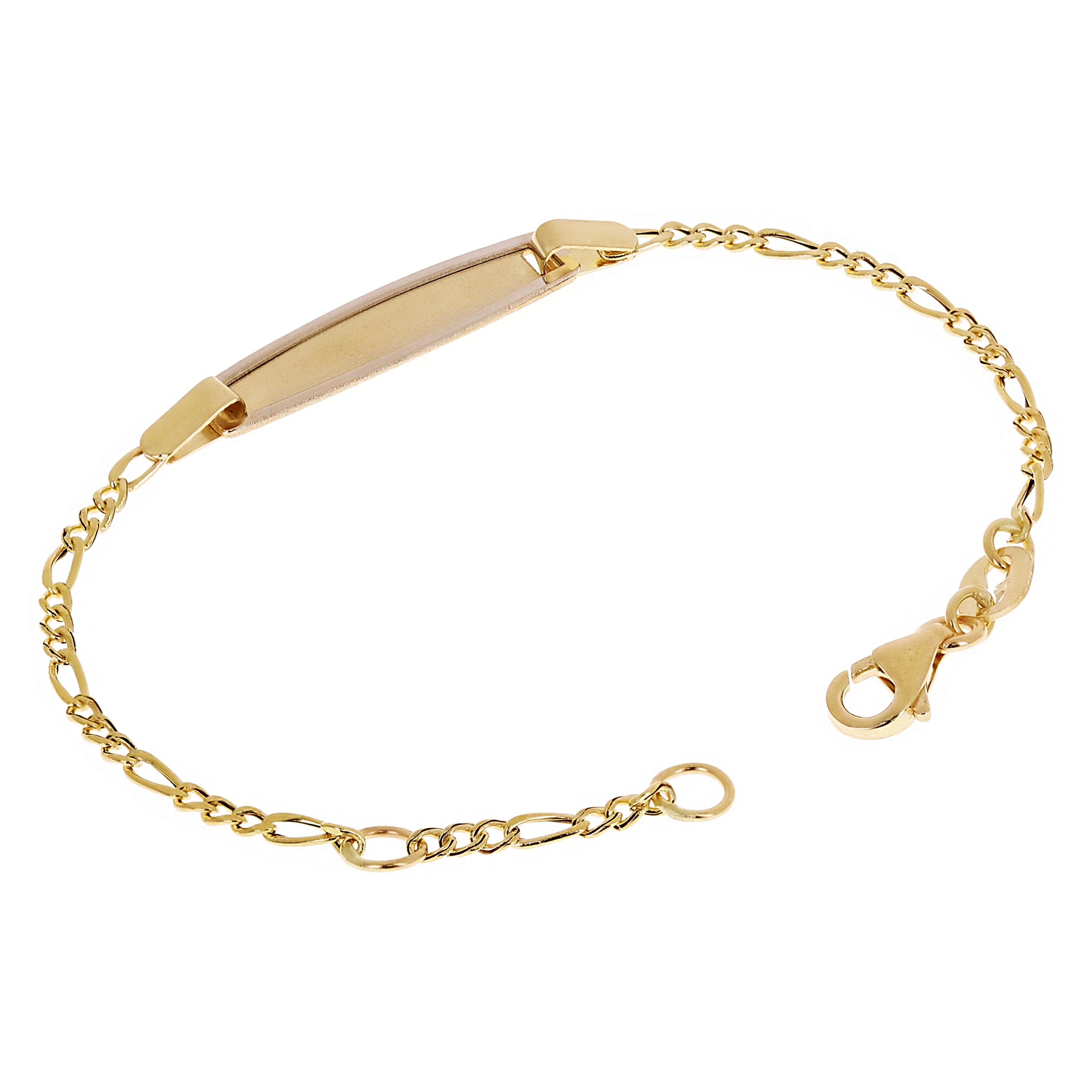 Italian 14k Two Tone Gold Engravable Baby Kids ID Figaro Bracelet 5.5" 1.6 grams