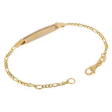Italian 14k Two Tone Gold Engravable Baby Kids ID Figaro Bracelet 5.5" 1.6 grams
