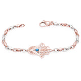 14k Yellow White or Rose Gold Hamsa Hand of Fatima Charm Bracelet with Turquoise 7.5" - 8.5"