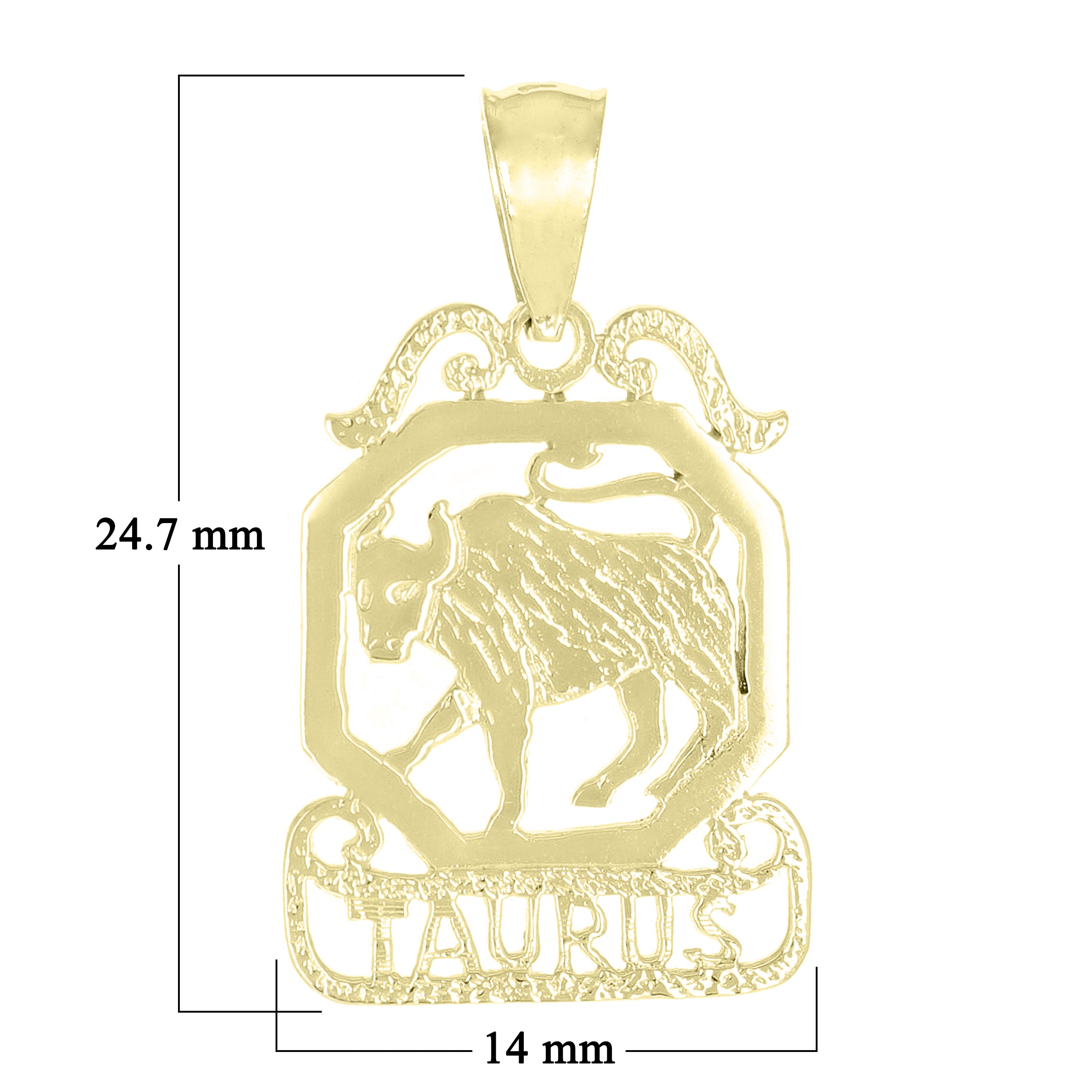 14k Yellow Gold Diamond Zodiac Sign Taurus Pendant - Taurus,Yellow