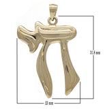 14k Yellow Gold Symbol of Life Charm Hebrew Jewish Chai Pendant 1.5" 5 grams - Yellow