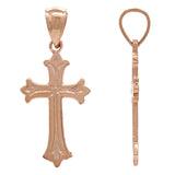 14k Rose Gold Christian Cross Religious Charm Pendant 1" 1.3 grams - Rose