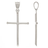 14k White Gold Solid Plain Cross Religious Charm Pendant 1.7" 3.5g Medium - Medium