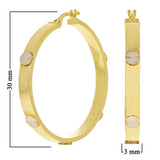 Italian 14k Two-Tone Gold Hollow Screw Design Hoop Earrings 1.2" 3mm 2.7 grams
