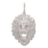 14k White Gold Solid Diamond Cut Lion Head Lion Face Charm Pendant 2.1 grams - White