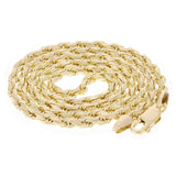 Italian 14k Yellow Gold Solid Diamond Cut Rope Chain Necklace 20" 3mm 17.3 grams - 20"