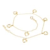Italian 14k Yellow Gold Heart & Oval Charm Anklet/Bracelet 10" 3 grams