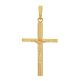Italian 14k Yellow Gold Hollow 3D Crucifix Cross Charm Pendant 1.4" 1.1 grams - Yellow