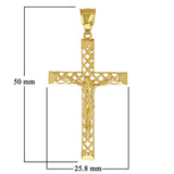 14k Yellow Gold 3D Jesus Christ Crucifix Woven Cross Pendant 2" 2.8 grams