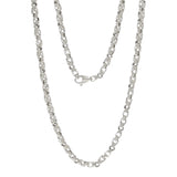 14k White Gold Handmade Fashion Link Necklace 28" 6.56mm 86.5grams - White,28"