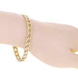 Italian 14k Yellow Gold Hollow Flat Cuban Curb Link Bracelet 7.5" 6.4mm 7.7grams