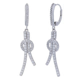 14k White Gold Natural Diamond Knotted Drop Dangle Earrings 0.75ct 3/4cttw