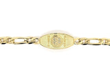 14k Yellow Gold Figaro Link Chain Medical Alert ID Bracelet 8" 13.5mm 15.5 grams - 8"