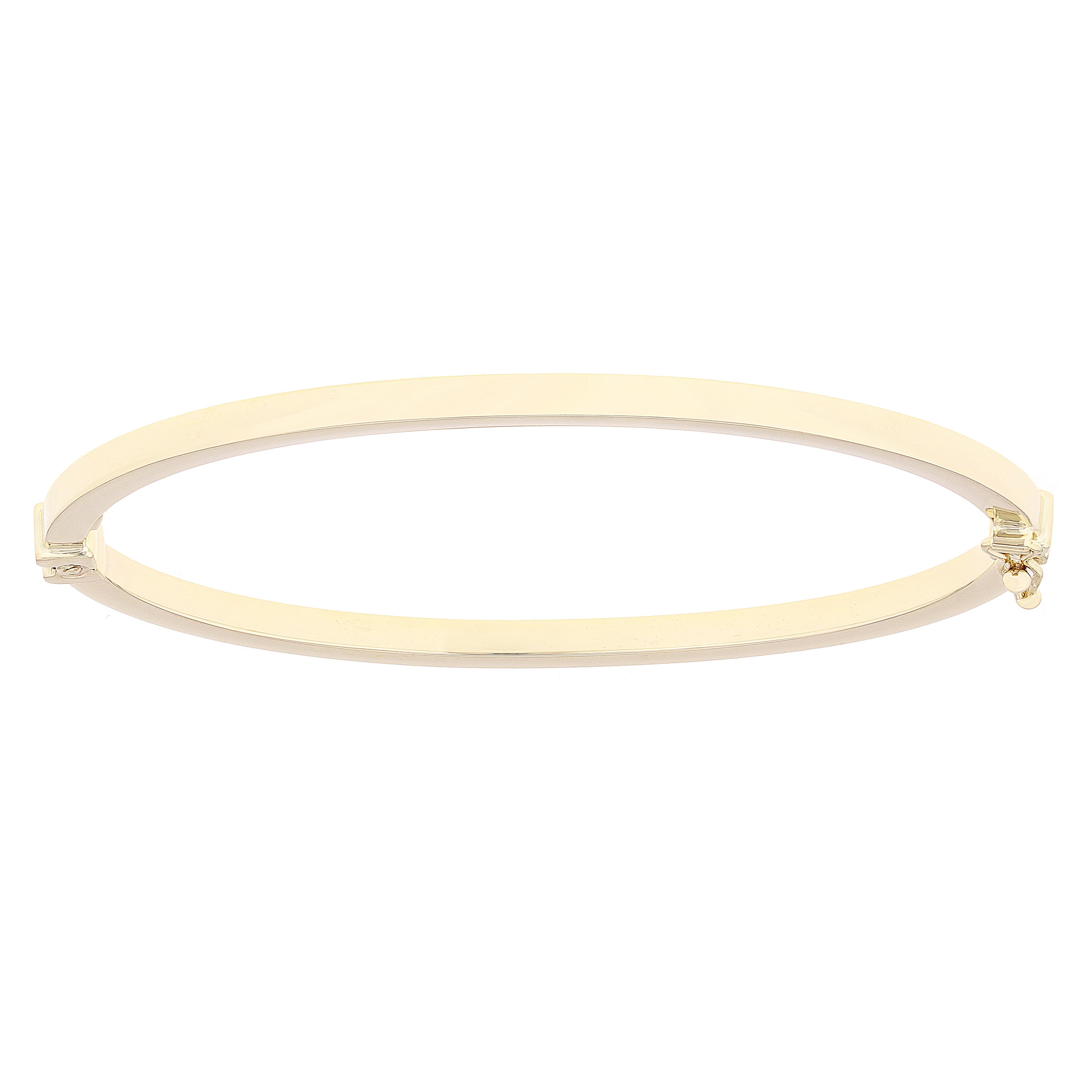 Italian 14k Yellow Gold Polished Oval Hollow Tube Bangle Bracelet 3mm