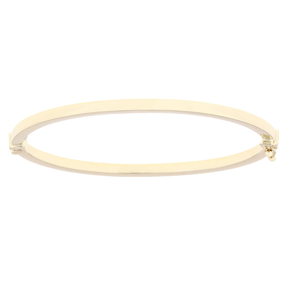 Italian 14k Yellow Gold Polished Oval Hollow Tube Bangle Bracelet 3mm