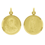 Italian 14k Yellow Gold Reversible Guadalupe & Sacred Heart of Jesus Medal Charm