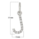14k White Gold Diamond Initial Letter J Charm Pendant - Letter J,White
