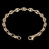 14k Yellow Gold Solid  Mariner Anchor Link Chain Bracelet 7" - 9" 6.4mm