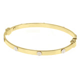 Italian 14k Two-Tone Gold Hollow Screw Design Bangle Bracelet 7" 4mm 5.3 grams