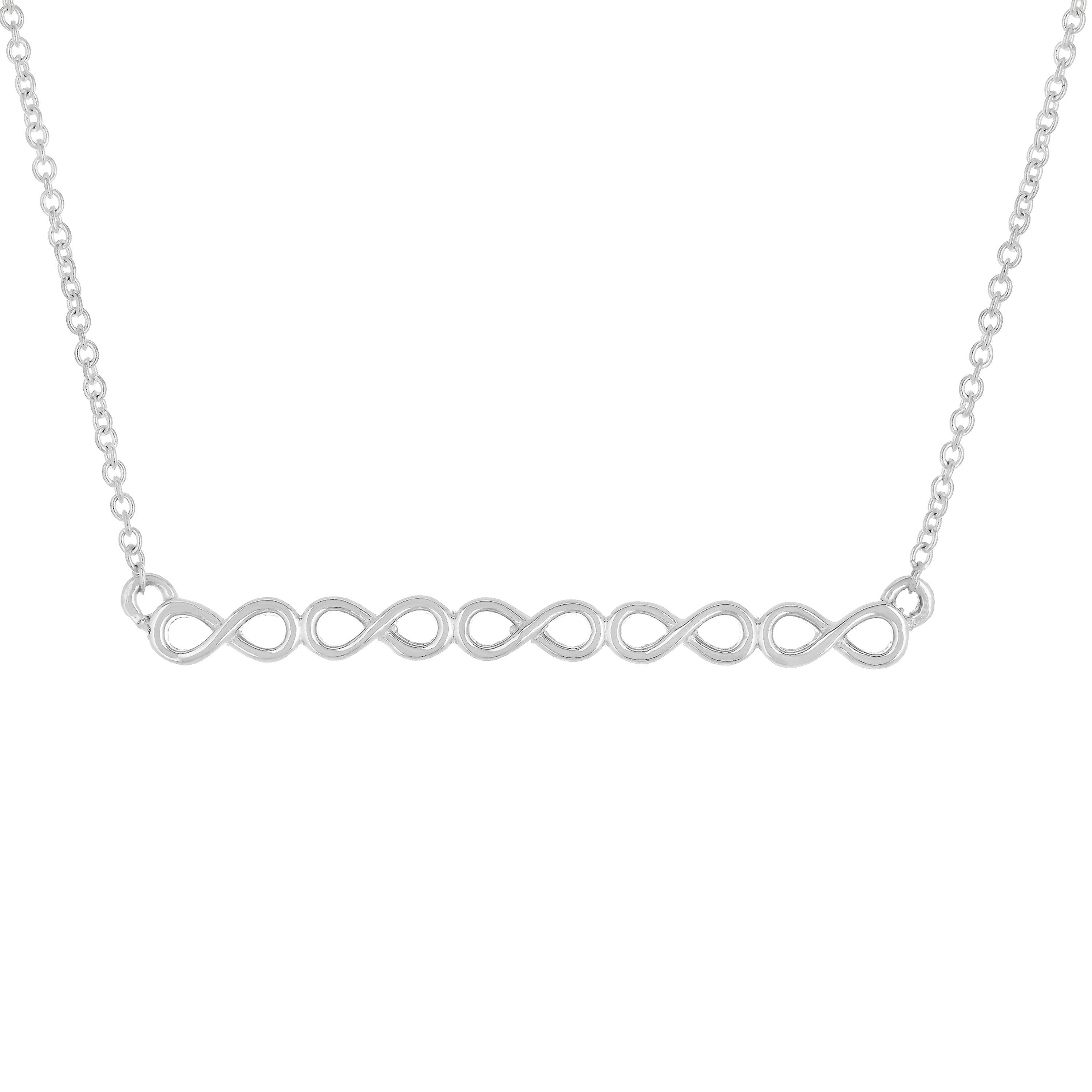 14k White Gold Infinity Symbol Bar Pendant Necklace 20" 2.5 grams - White