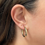 Italian 14k Yellow Gold High Polish 3.9mm 1" Diameter Round Hoop Earrings 2.7g