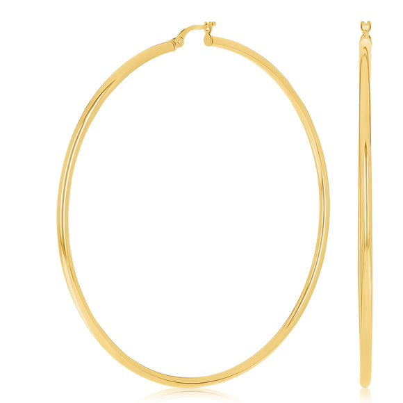 Italian 14k Yellow Gold Hollow High Polish Round Hoop Earrings 3