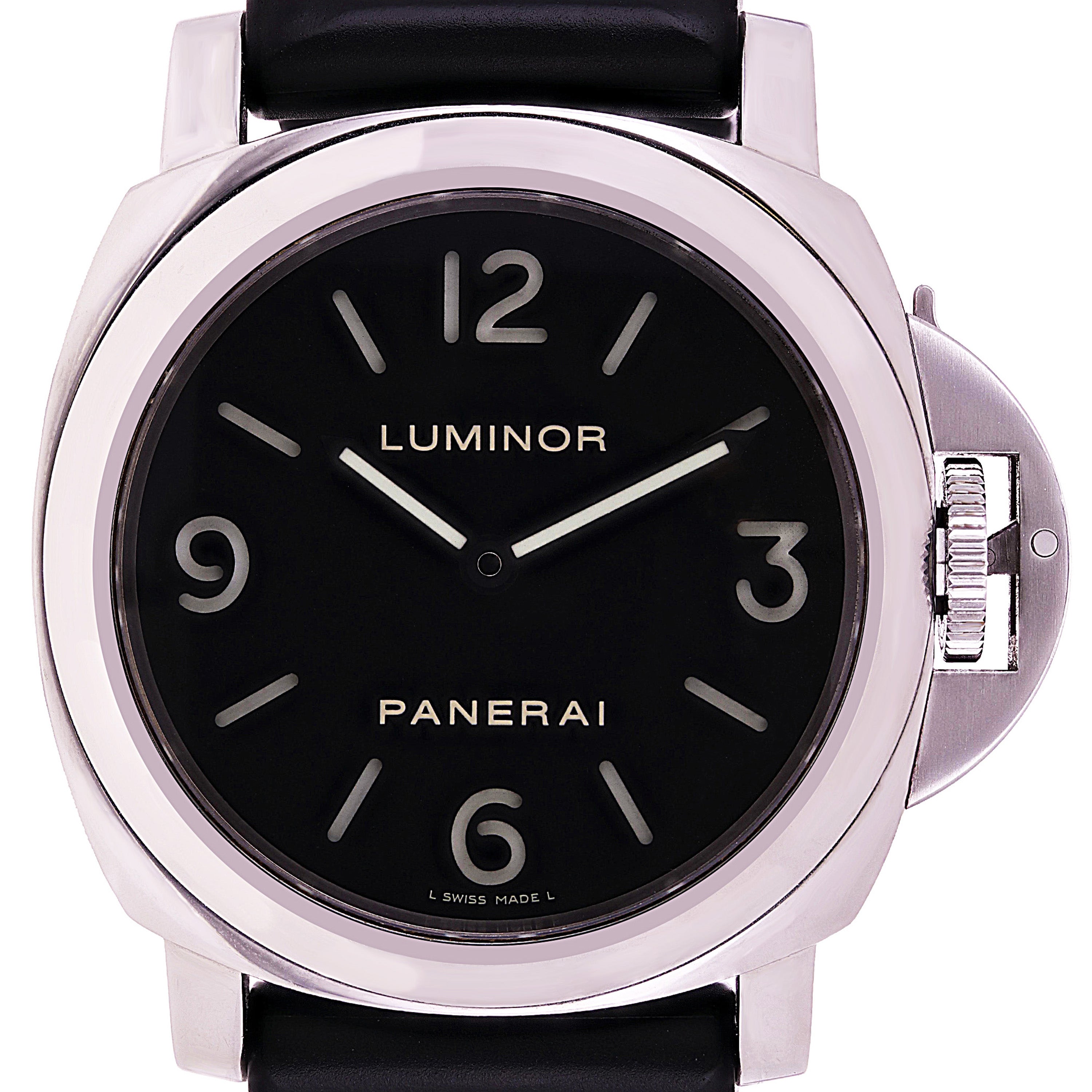 Panerai Men's Luminor Base Acciaio Manual Wind Black Rubber Strap