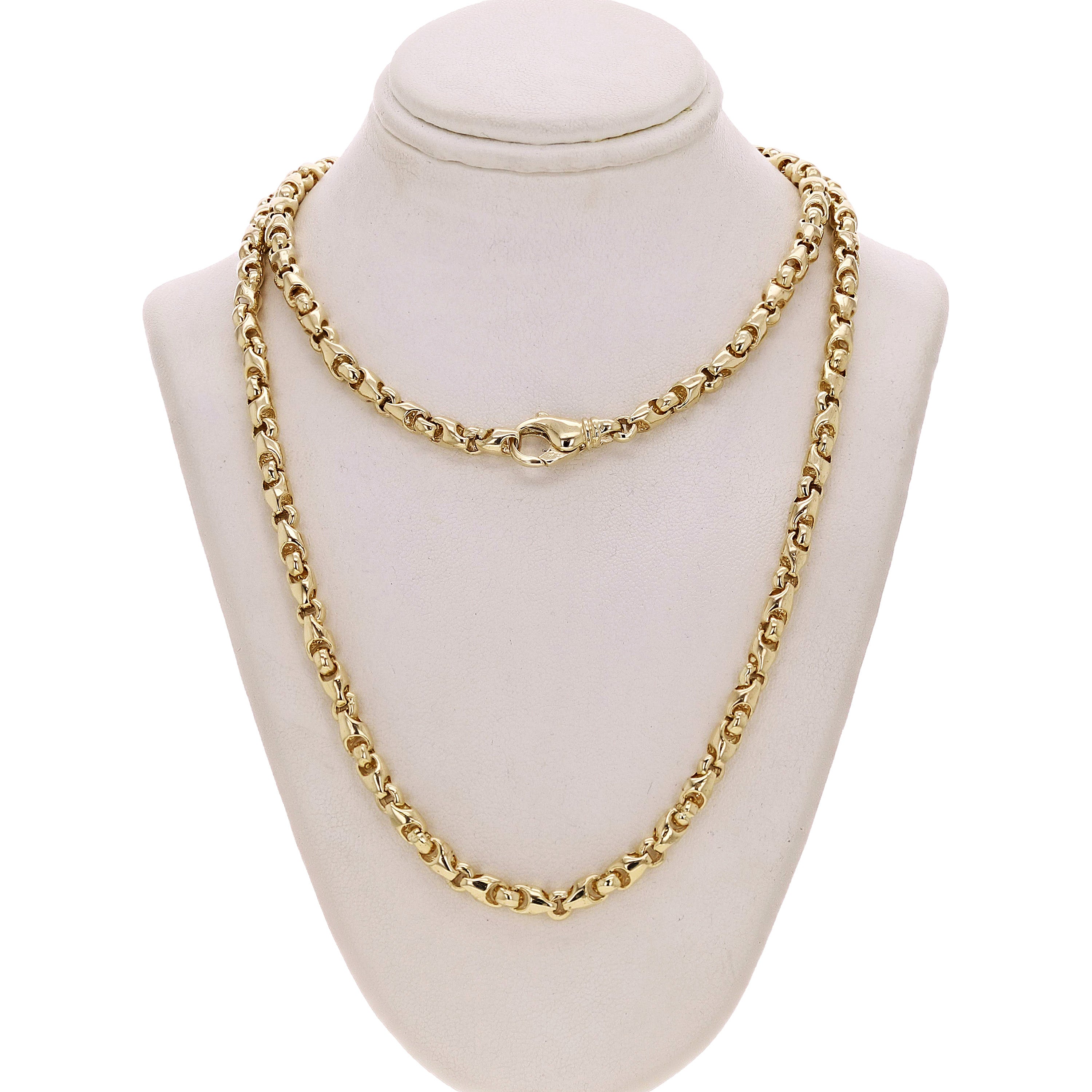 14k Yellow Gold Solid Handmade Fashion Link Necklace 4.8mm 20" - 28"