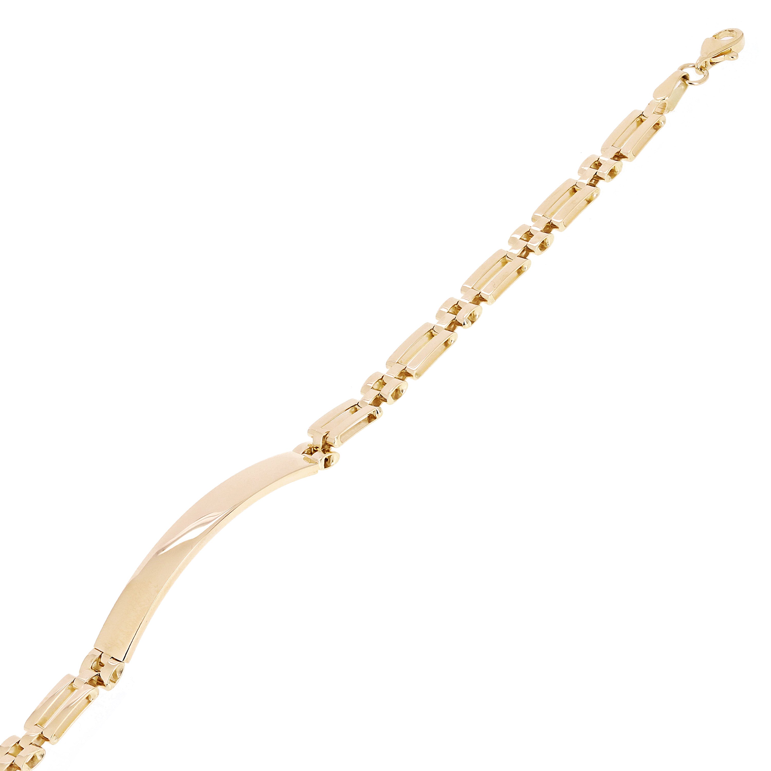 Italian 14k Yellow Gold Engravable Rectangle Link ID Bracelet 8.25" 5mm 7.2grams