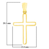 14k Yellow Gold Outlined Cross Charm Pendant 1.1" 1.5 grams