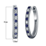 14k White Gold Diamond and Blue Sapphire Hoop Earrings