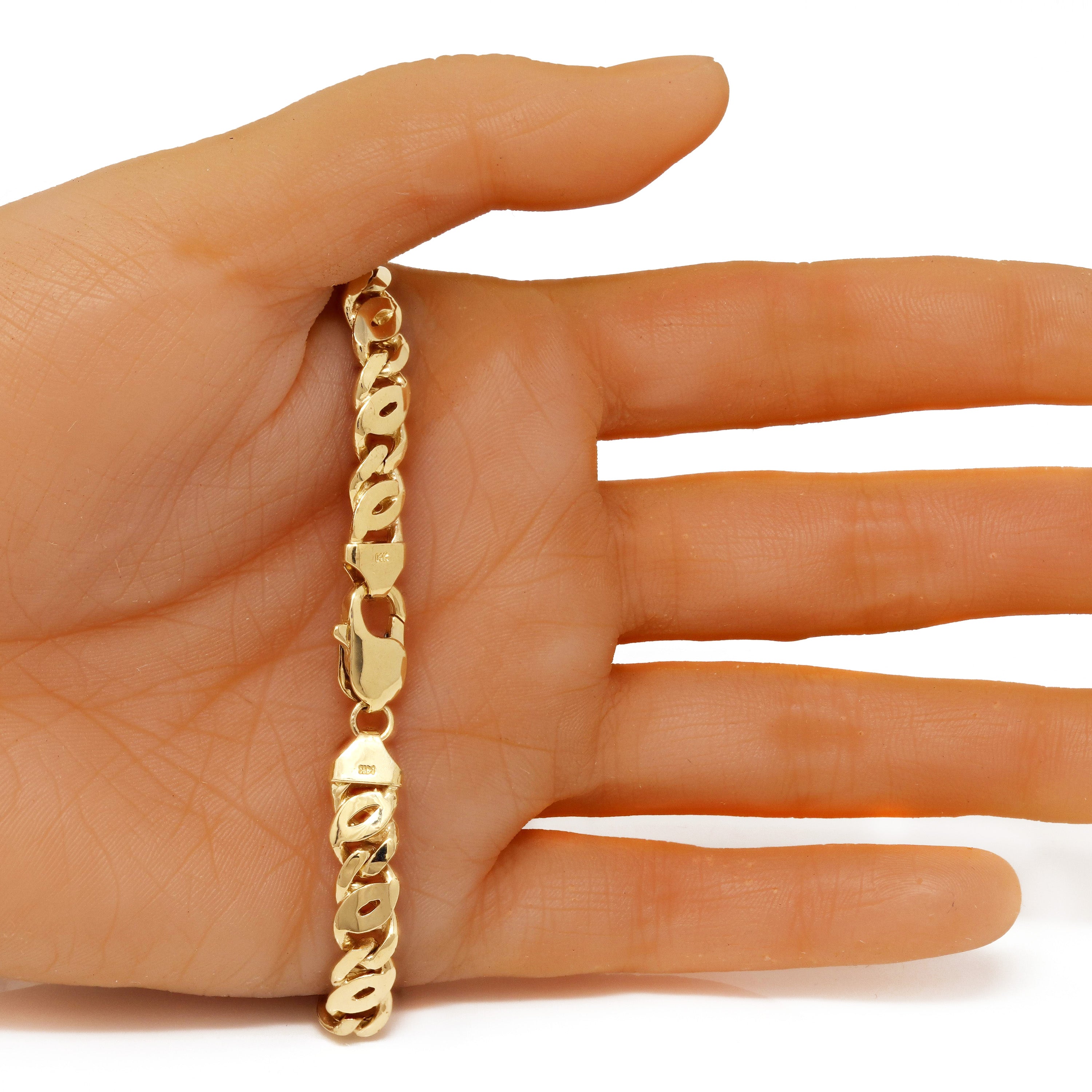 14k Yellow Gold Solid Handmade Link Chain Bracelet 7" 8mm 23.7 grams - 7" 23.7 grams