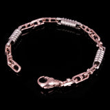 14k White & Rose Gold Handmade Fashion Link Bracelet 7.5" 13mm 26.7 grams