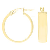 Italian 14k Yellow Gold Round Flat Tube Small Hollow Hoop 19mm x 4.8mm 1.6 grams