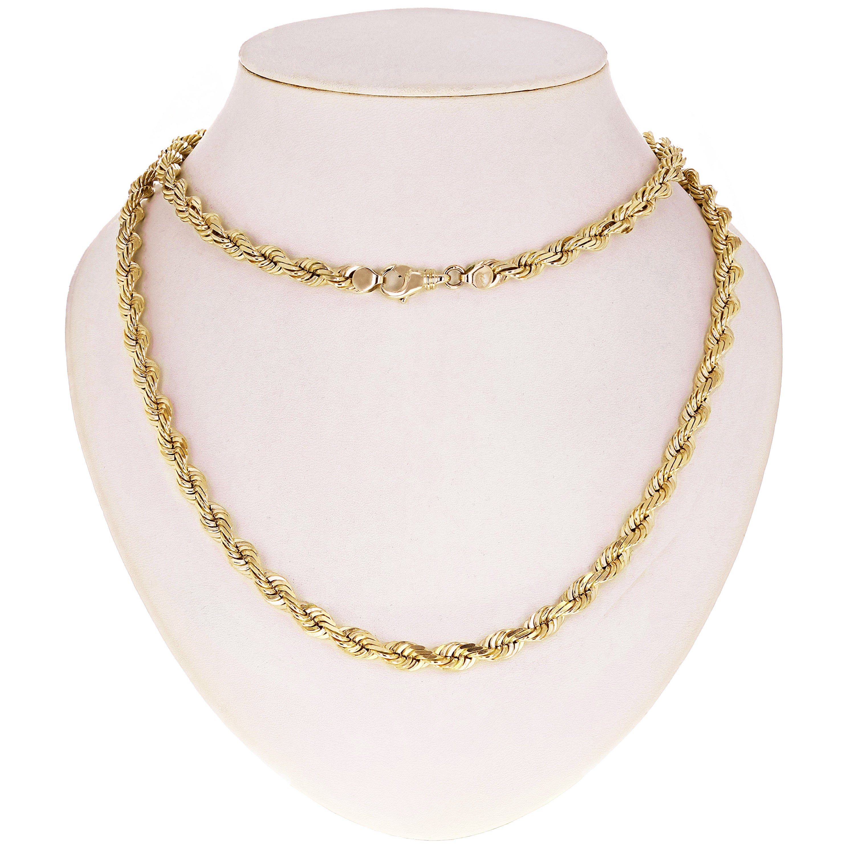 Men's Solid 10k Yellow Gold Diamond Cut Rope Chain Necklace 22" - 30" 8mm