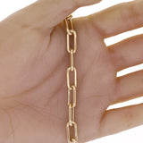 Italian 14k Yellow Gold Paper Clip Link Chain Bracelet 7.5" 7.2mm 8.6 grams